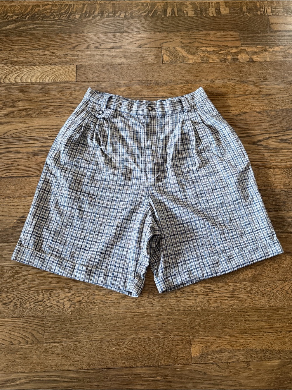 rafaella 80s plaid pleated cuffed shorts